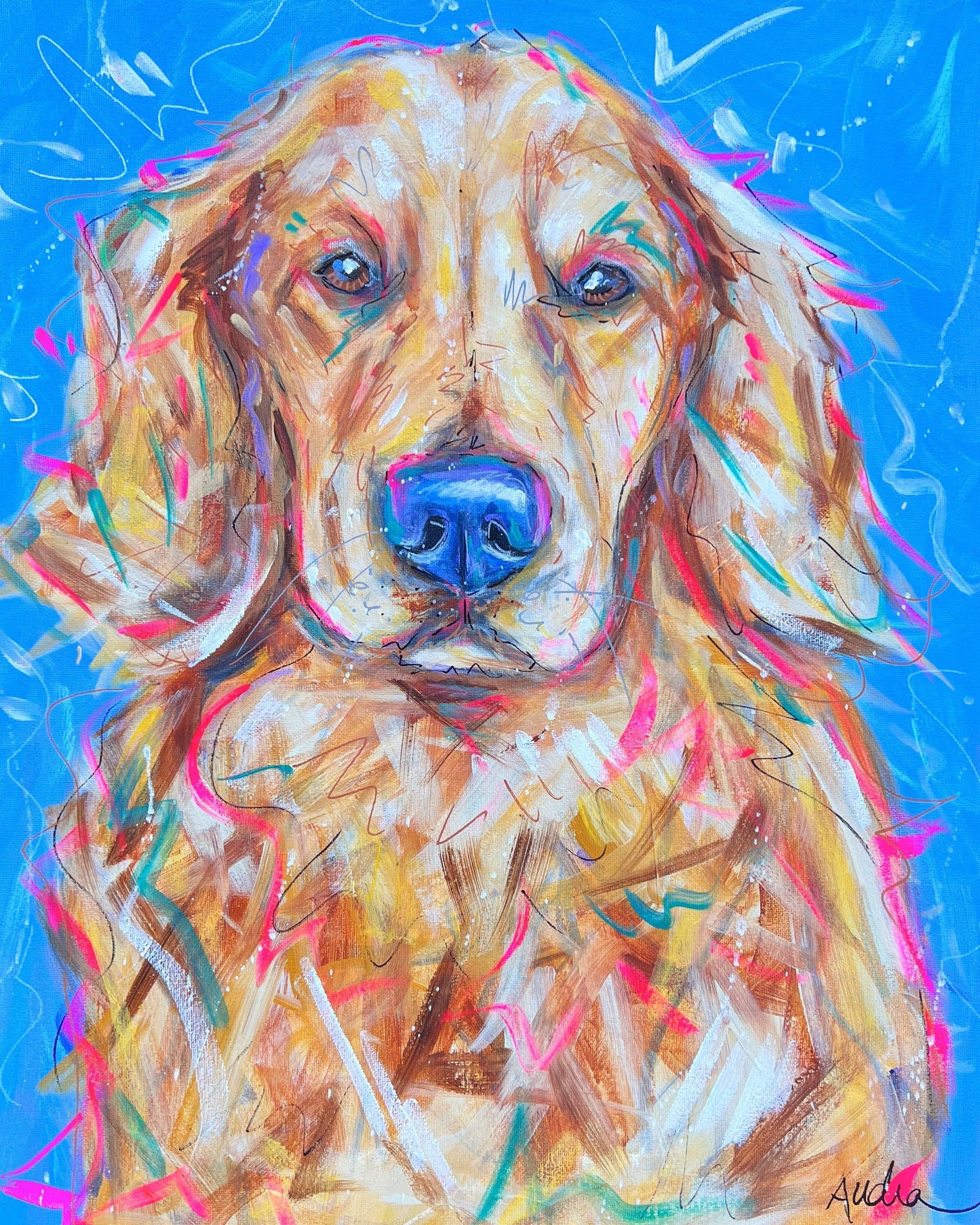 Golden Retriever Dog Art Print Pet Gift: 5x7