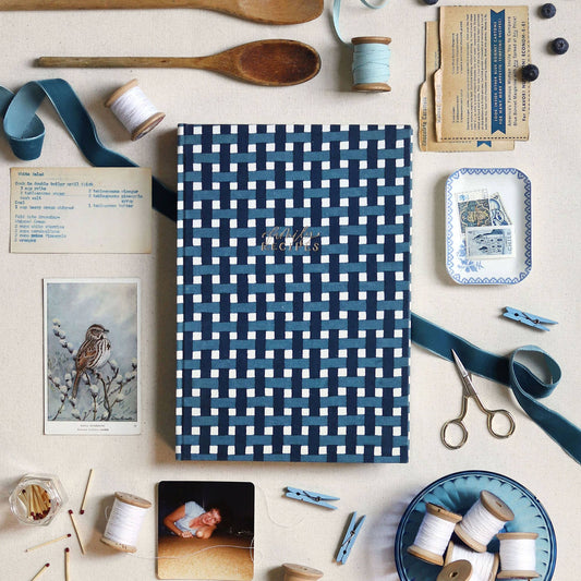 Navy Gingham Heirloom Recipe Book