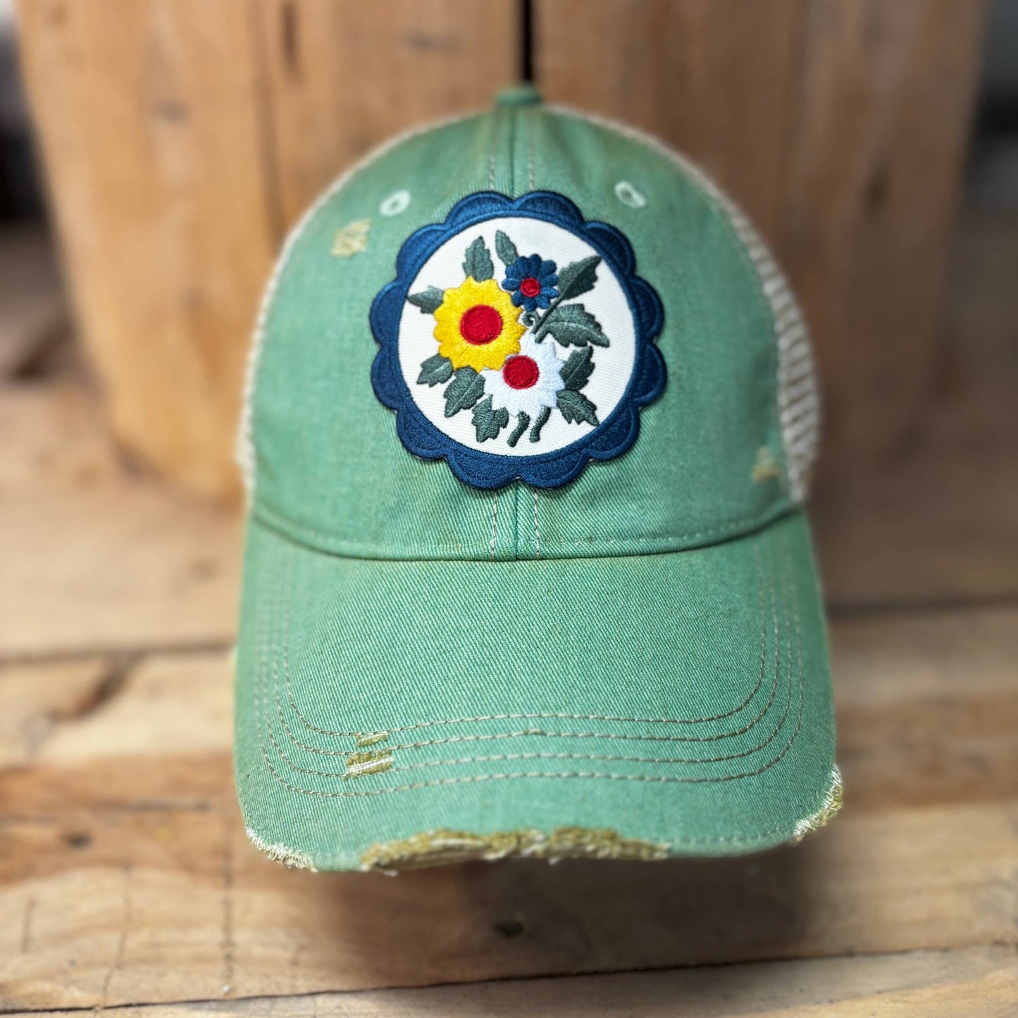 Little Flower Patch Hat: Red