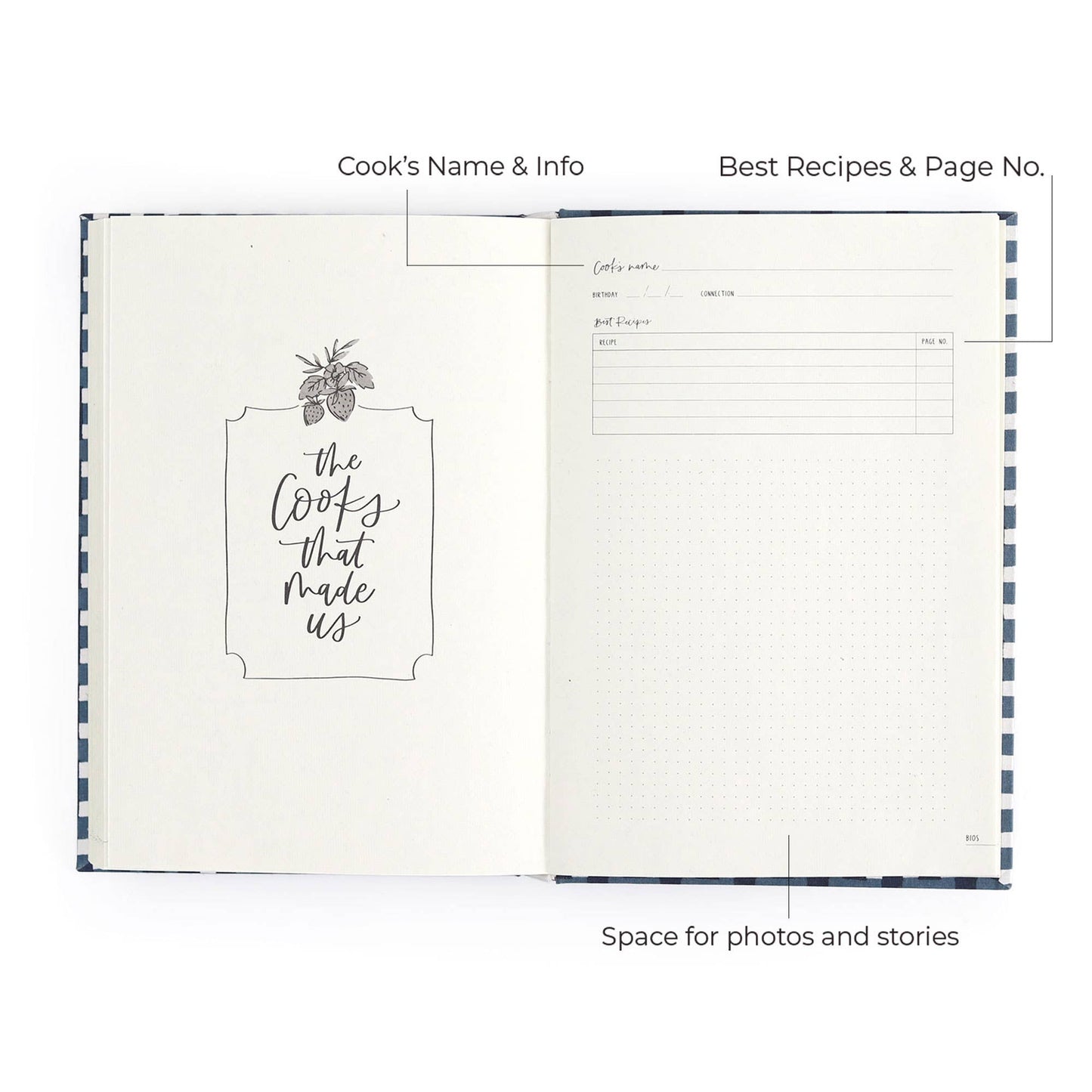 Navy Gingham Heirloom Recipe Book
