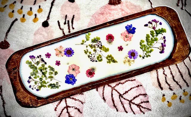 Bread Bowl - Soy Candle with flowers LAVENDER SCENT