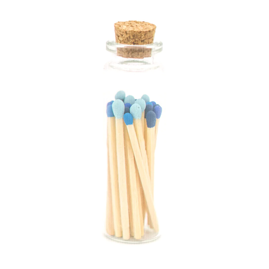 SPARK Match Stick Jar | Strike On Glass Bottle: Sky Blue