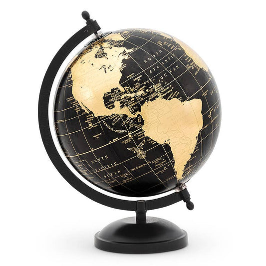 Globe on Stand-Blk/Gold-11"H-3797