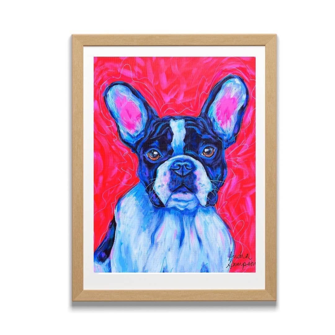 Black and White French Bulldog Dog Art Print Pet Gift: 5x7