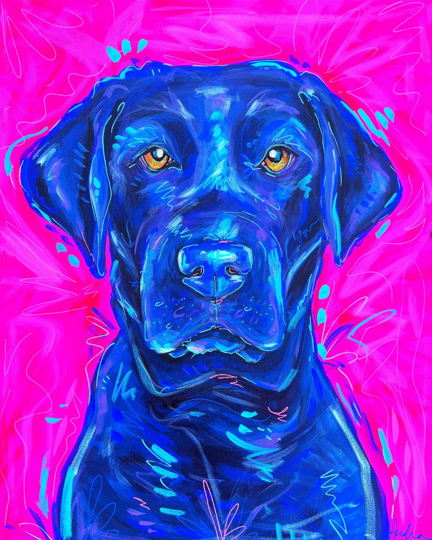Black Lab Dog Art Print Pet Gift: 5x7