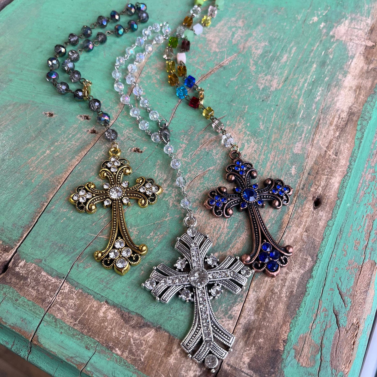 Jeweled Cross Car Blessing: Citrine