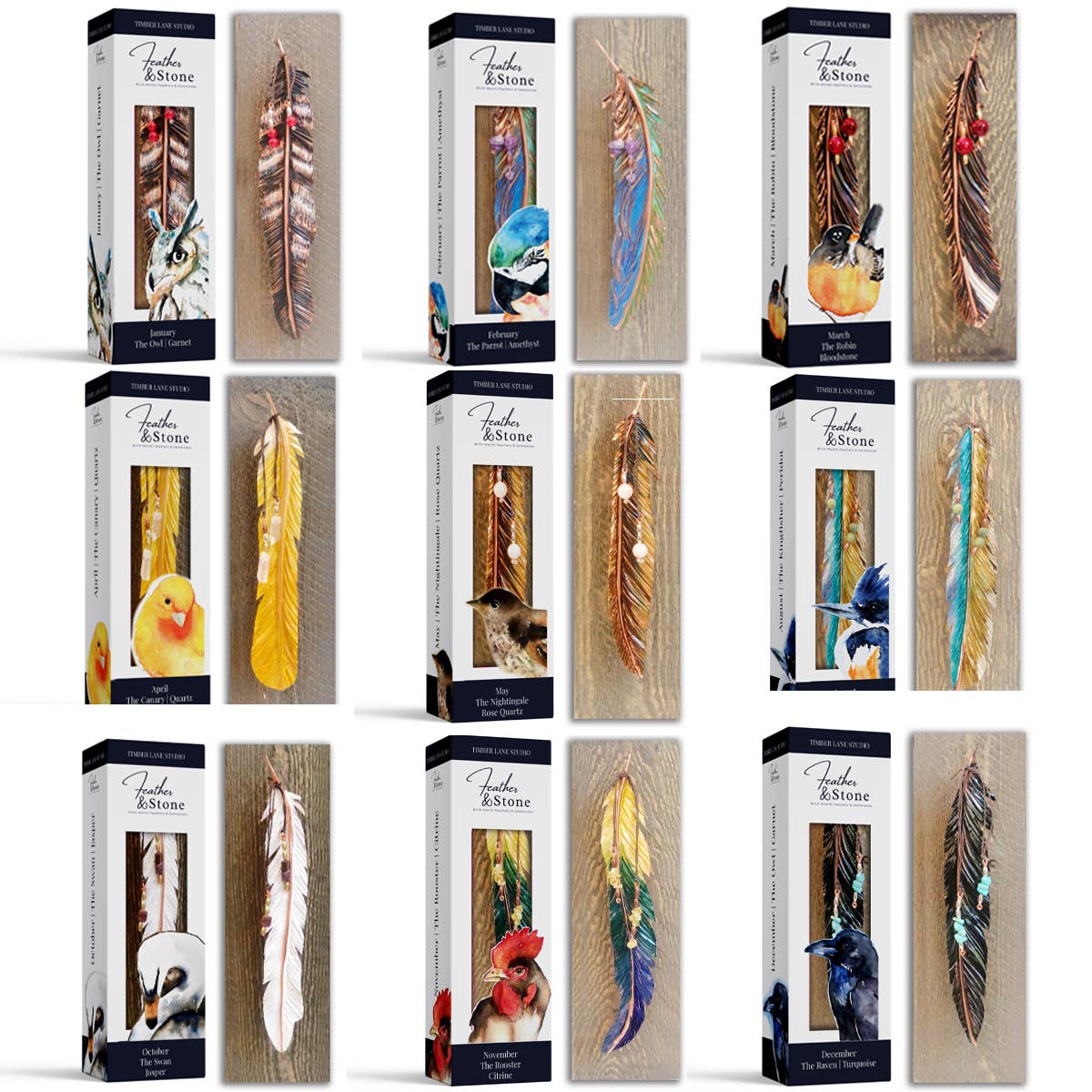 Feather + Stone Birth Month Feathers: October