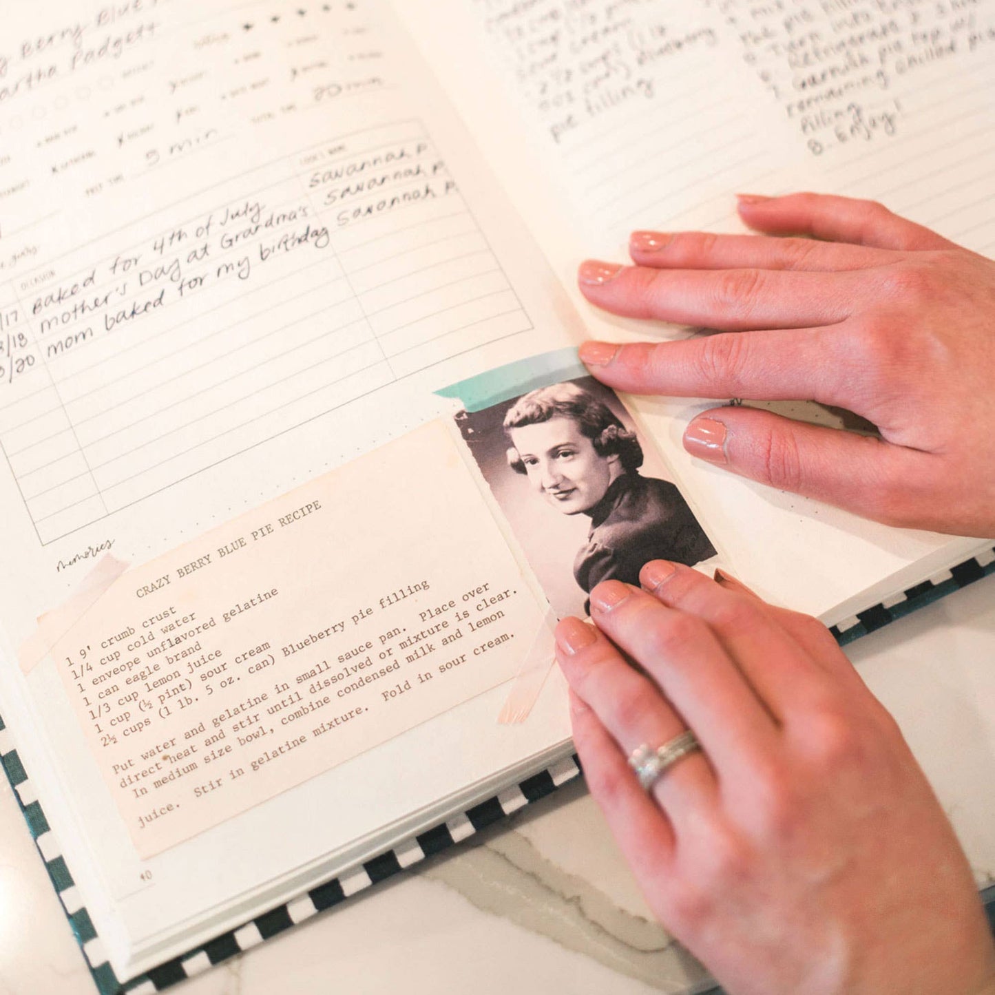 Navy Gingham Heirloom Recipe Book