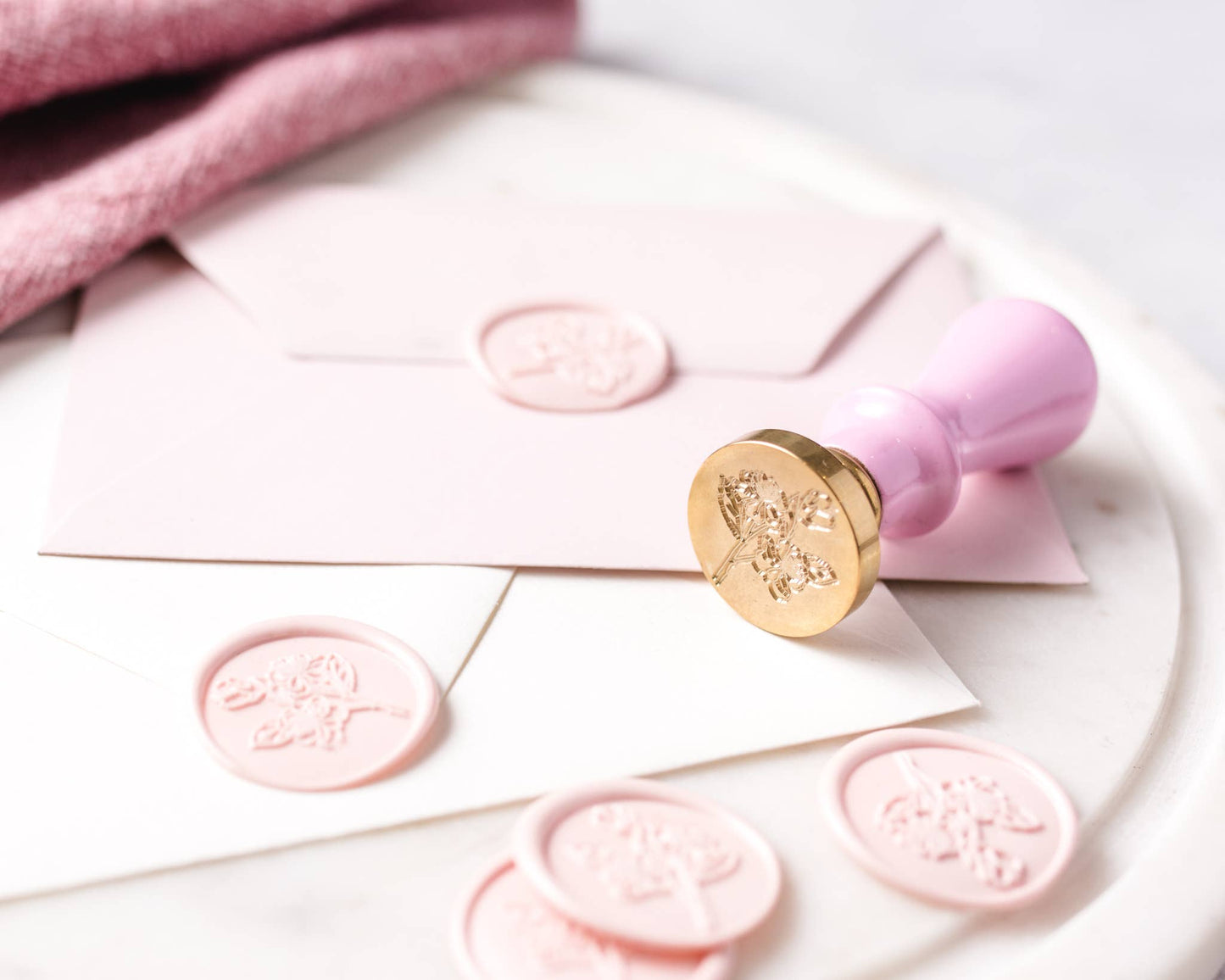 Cherry Blossom: Wax seal stamp and wax stick set