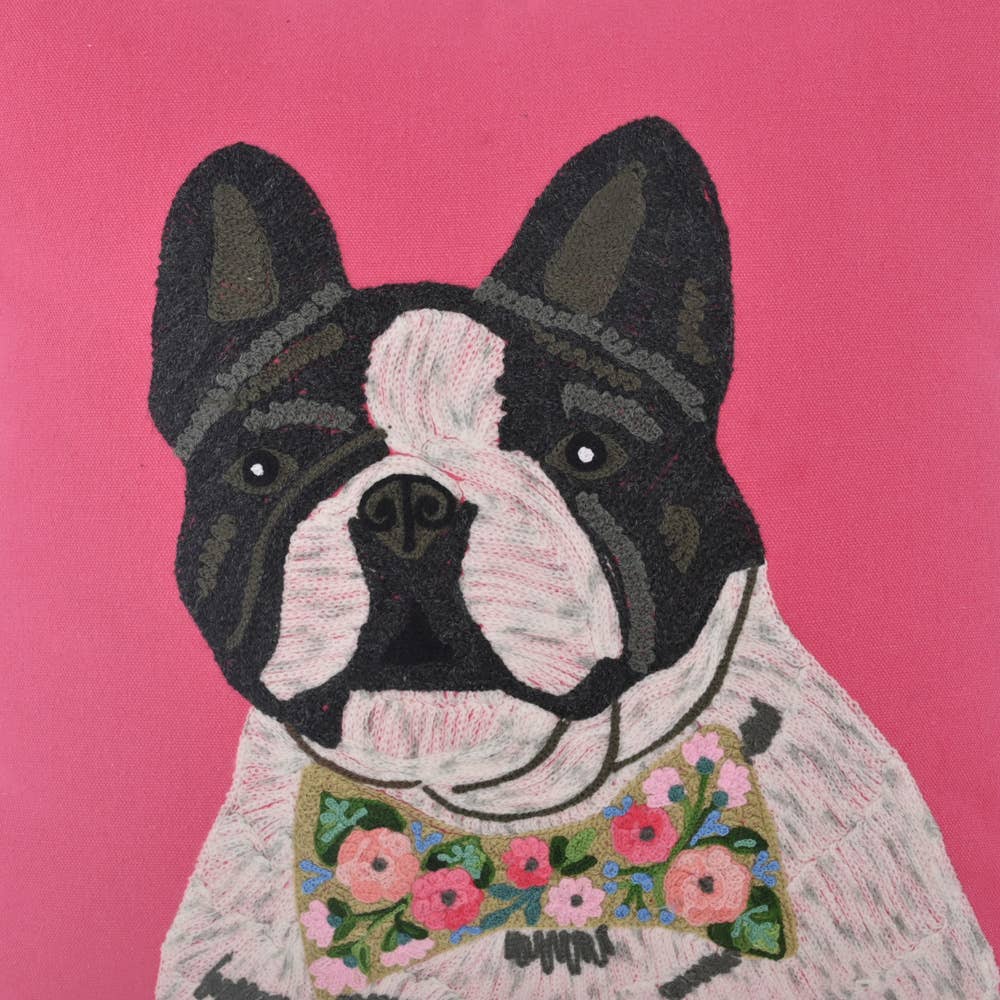 Bowtie Frenchie DOG  PILLOW 18x18"