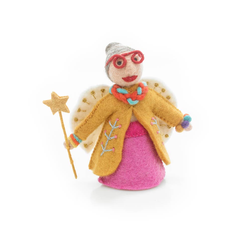 Handmade Felt Funky Fairy Godmother Christmas Tree Topper: Purple