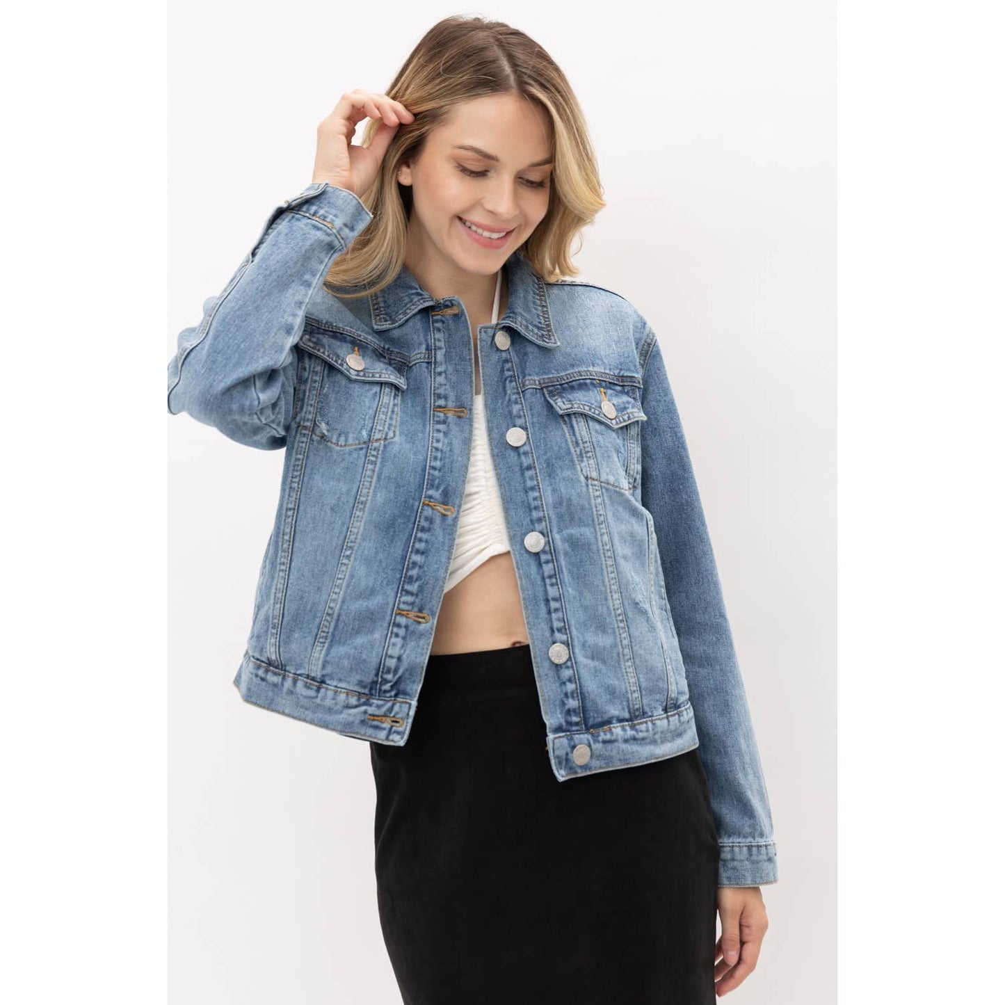 DENIM JACKET WING SEQUENCE PATCH: BLACK / L