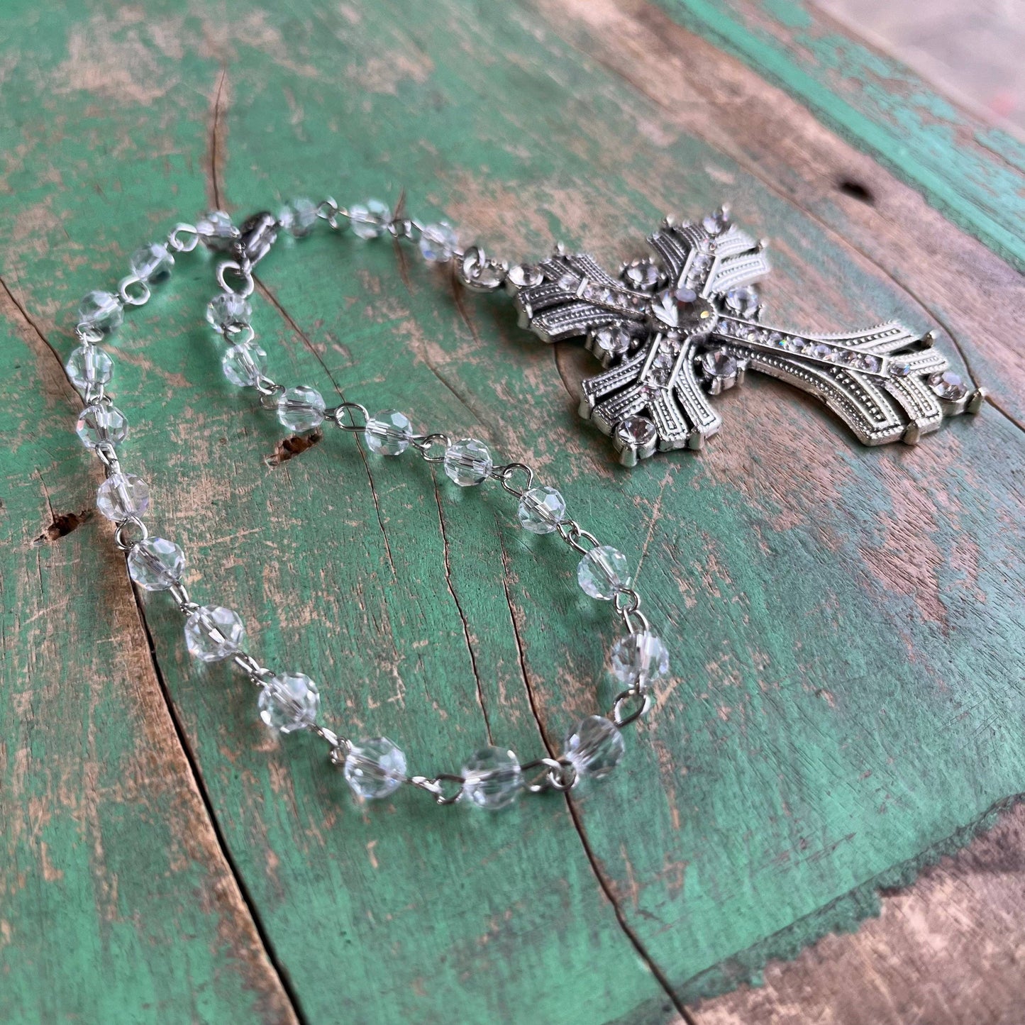 Jeweled Cross Car Blessing: Citrine