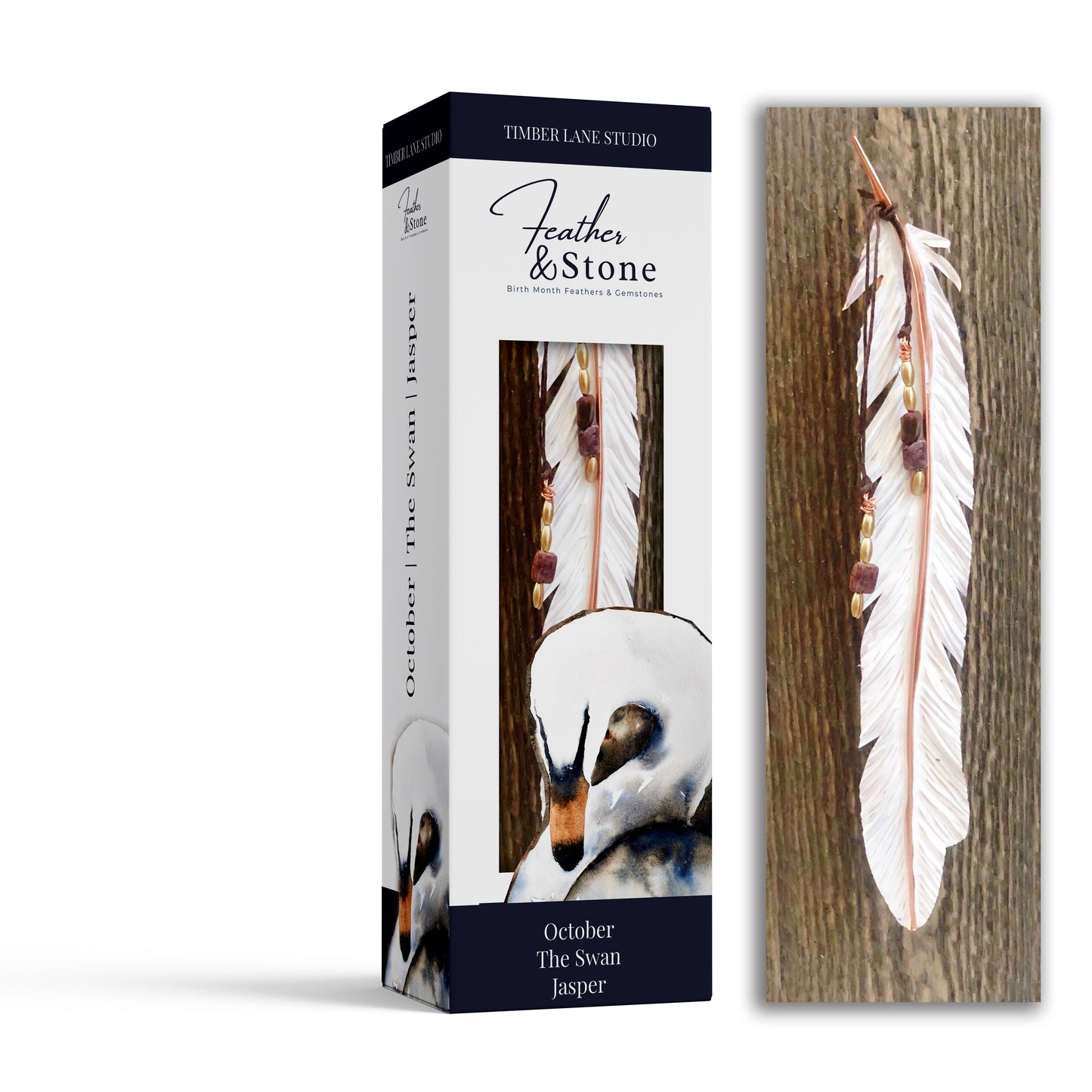 Feather + Stone Birth Month Feathers: October