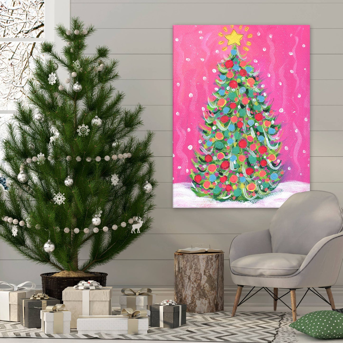 Holiday - Christmas Tree Single Stretched Canvas: 14" H x 10" W