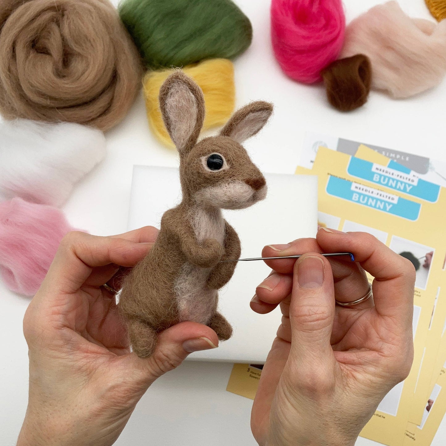 Needle Felted Easter Bunny kit. Make a felted Easter rabbit