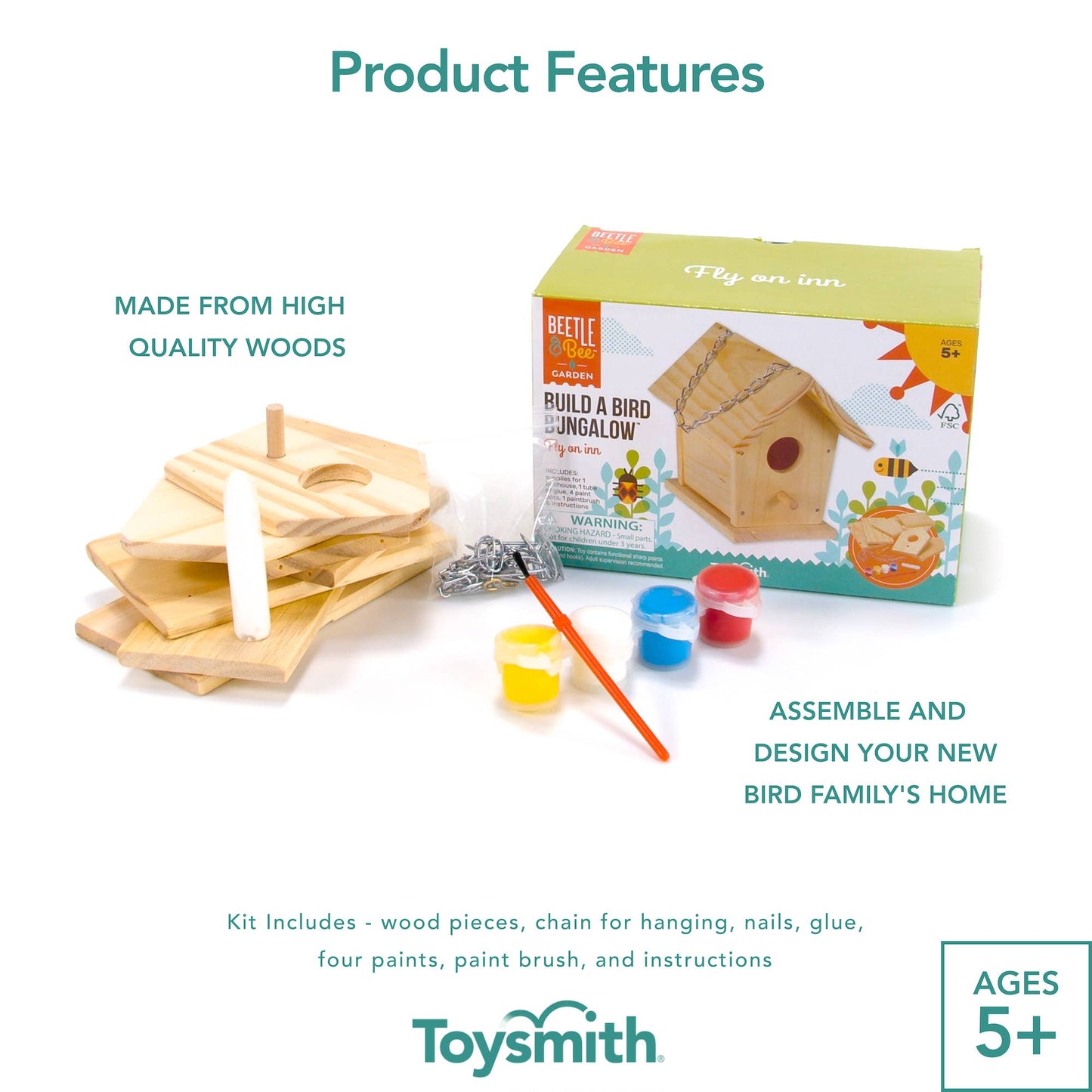 Beetle & Bee Build A Bird Bungalow, Backyard Birdhouse Kit