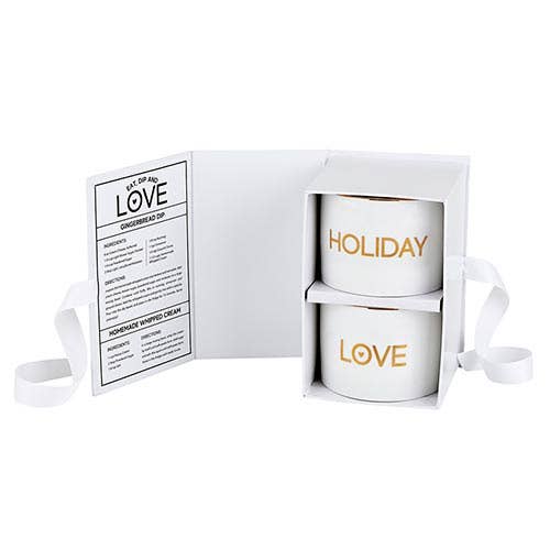 Gold Holiday Dip Bowls Book Box - Set of 2