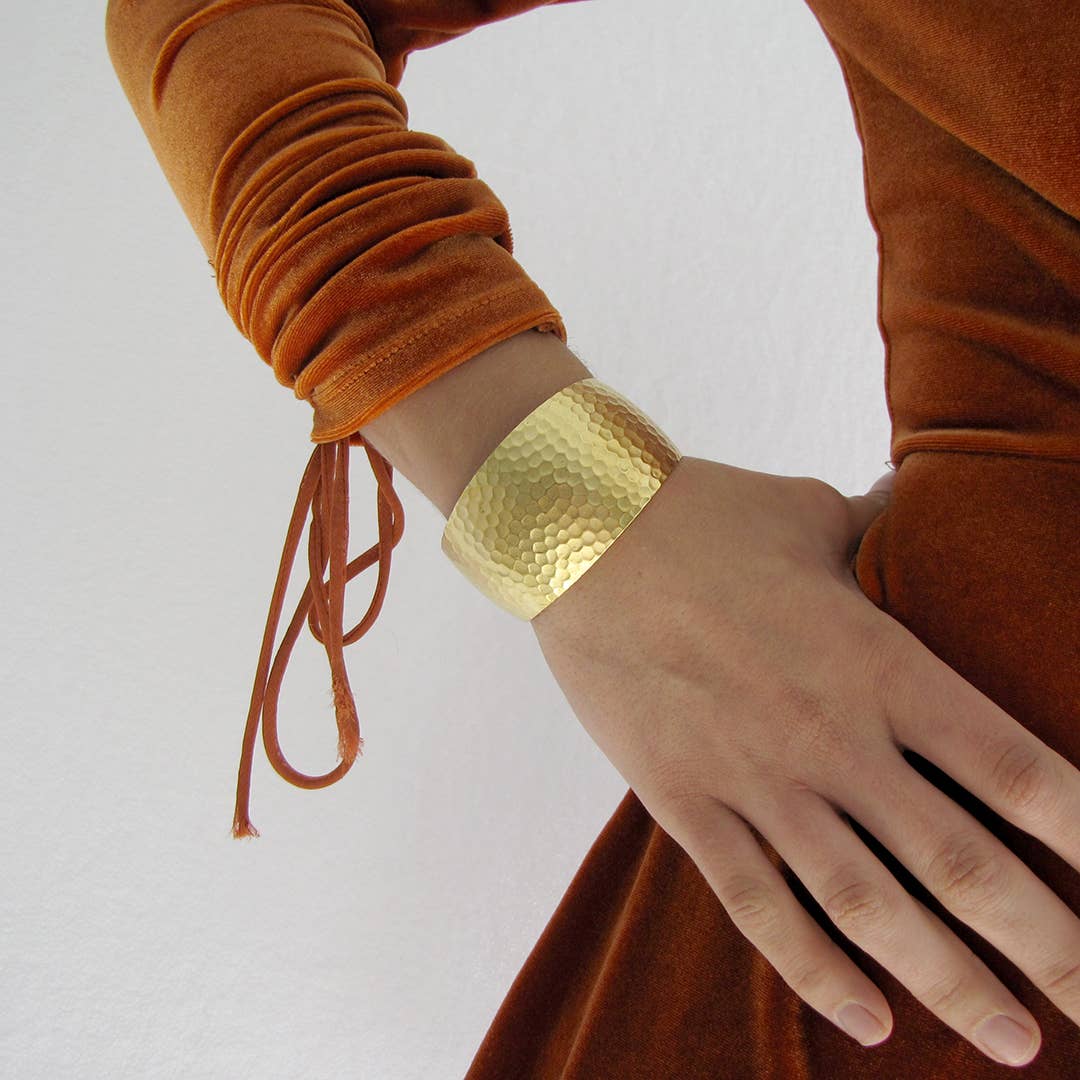 Gold Hammered Cuff Bracelet