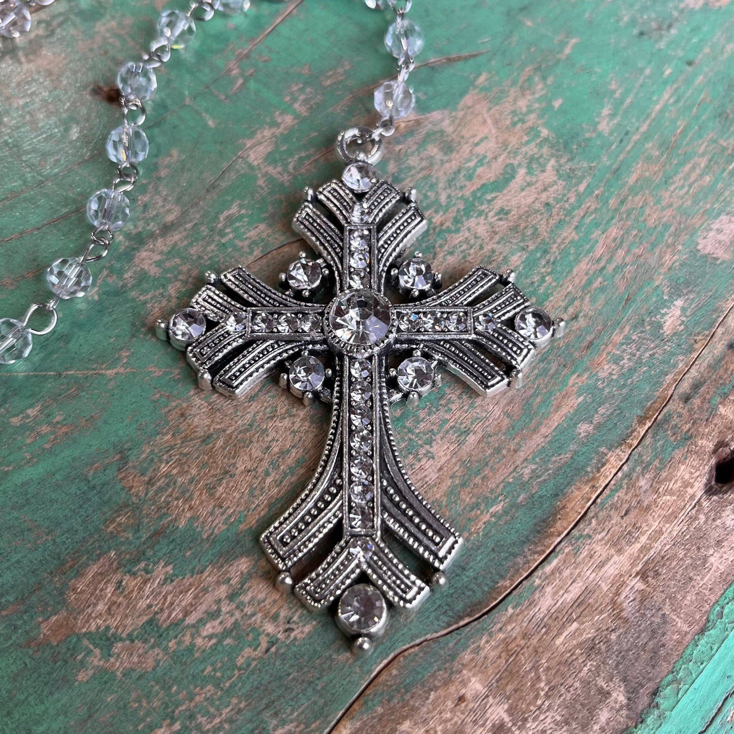 Jeweled Cross Car Blessing: Citrine