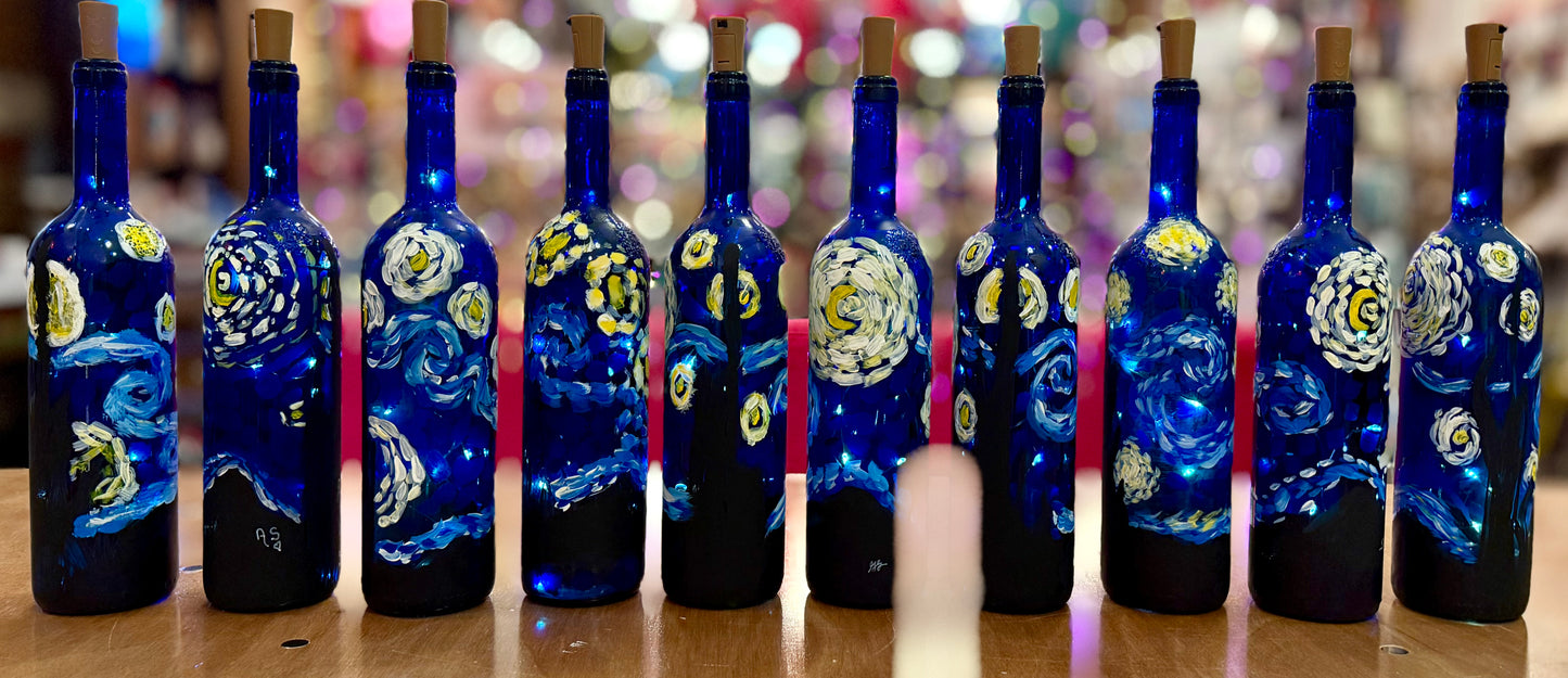 3/30/25 VAN GOGH's BIRTHDAY: Wine Bottle Painting