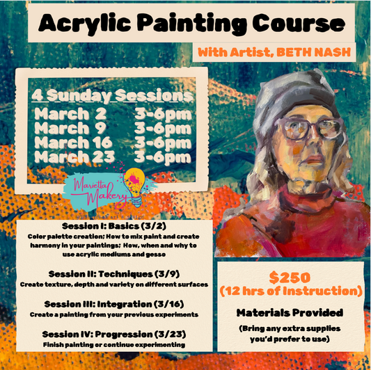 3/2/25 Acrylic Painting Course with Artist, Beth Nash