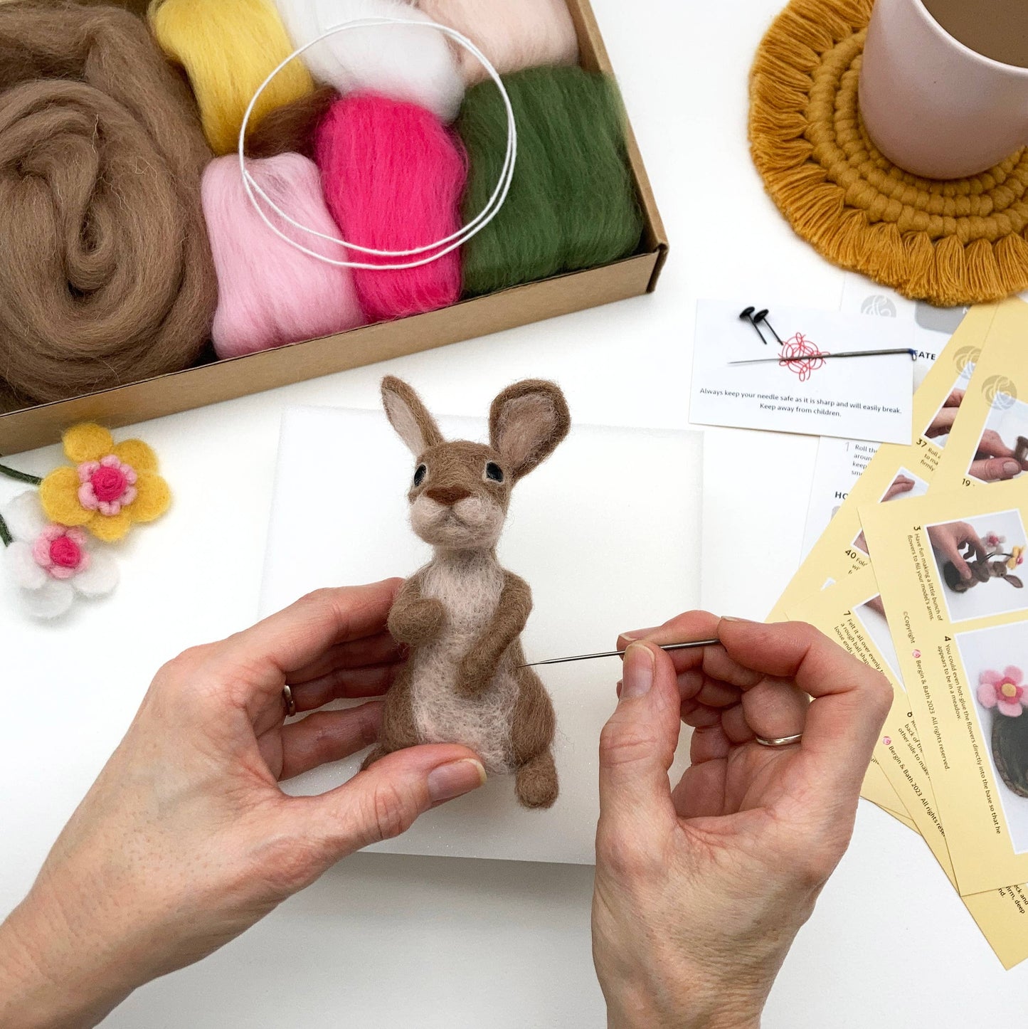 Needle Felted Easter Bunny kit. Make a felted Easter rabbit