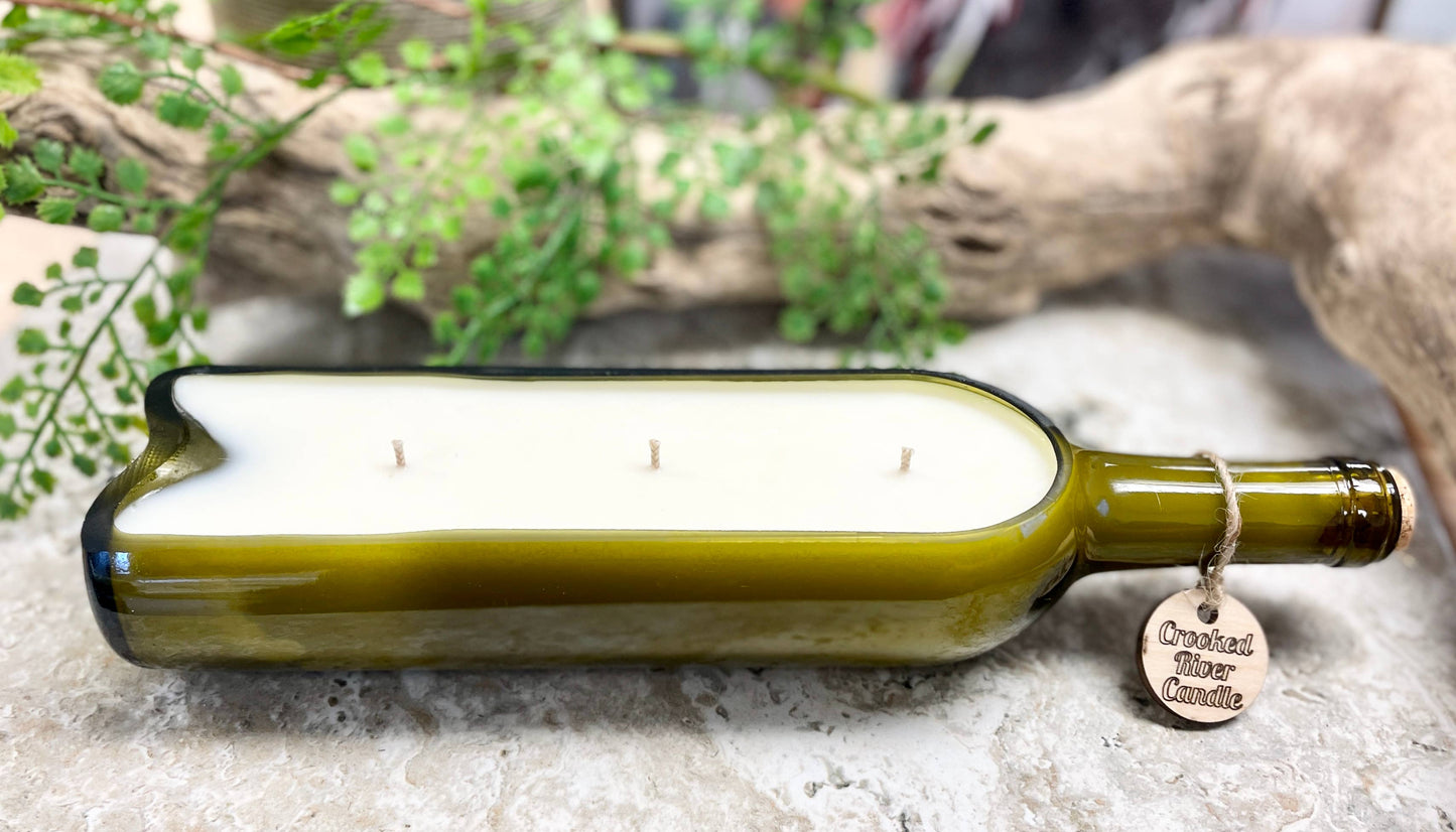 Cozy Flannel |18oz Holiday Wine Bottle Candle |Cotton Wicks