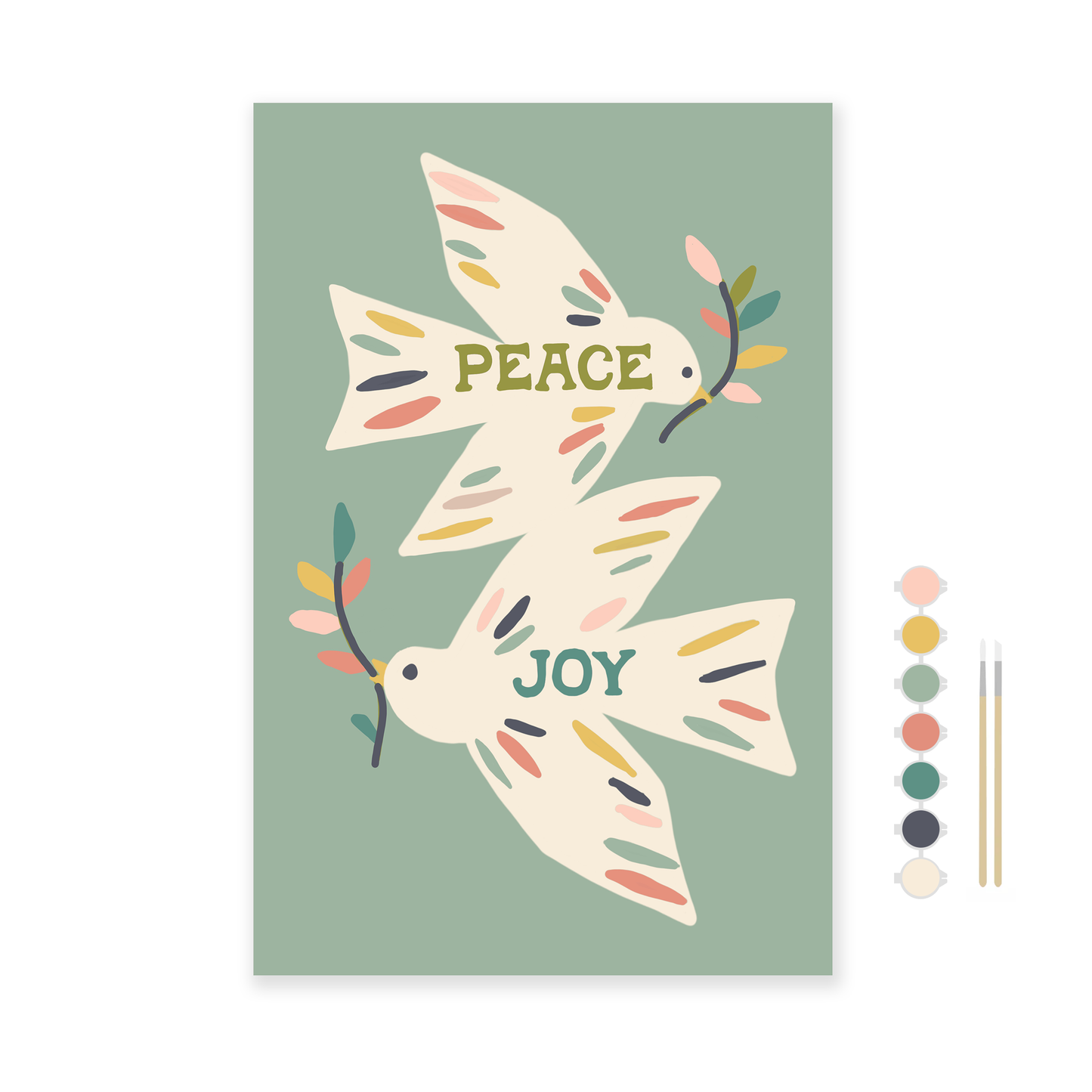 Peace Birds 12 x 18" Paint by Number Kit: Kit + Magnetic Frame