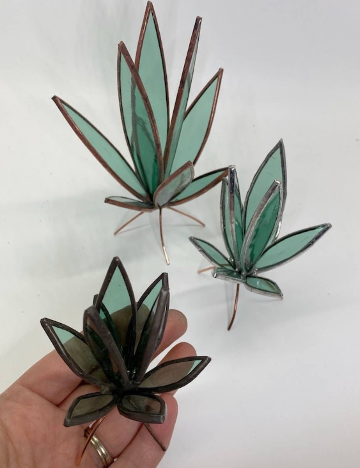 3D Stained Glass Snake Plant Desktop Sculpture: MINI