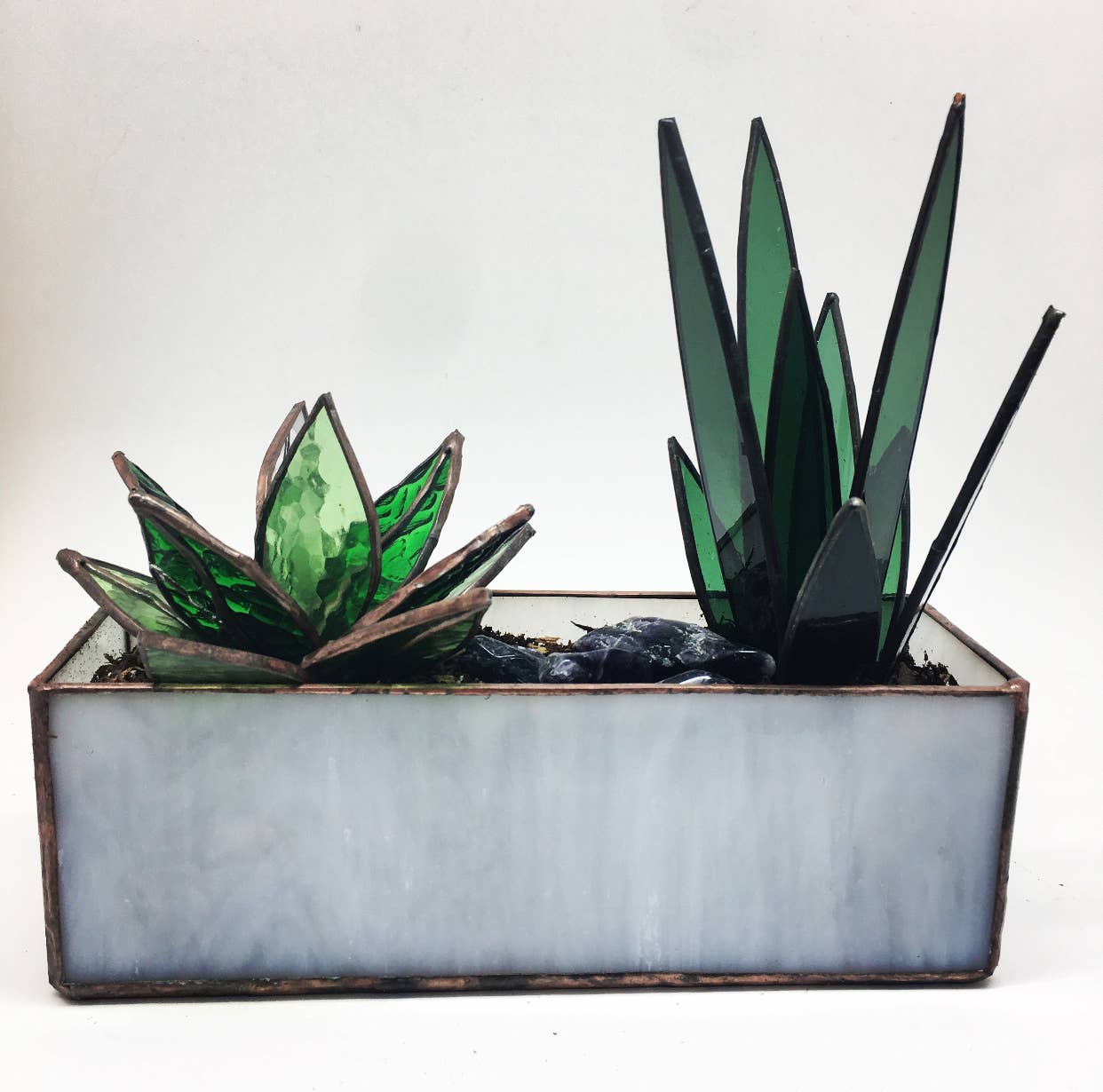 3D Stained Glass Succulent Plant Desktop Sculpture