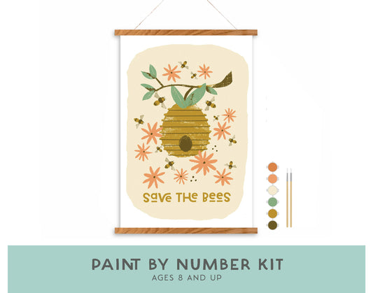 Save the Bees Paint-by-Number Kit for Kids: Kit + Magnetic Frame