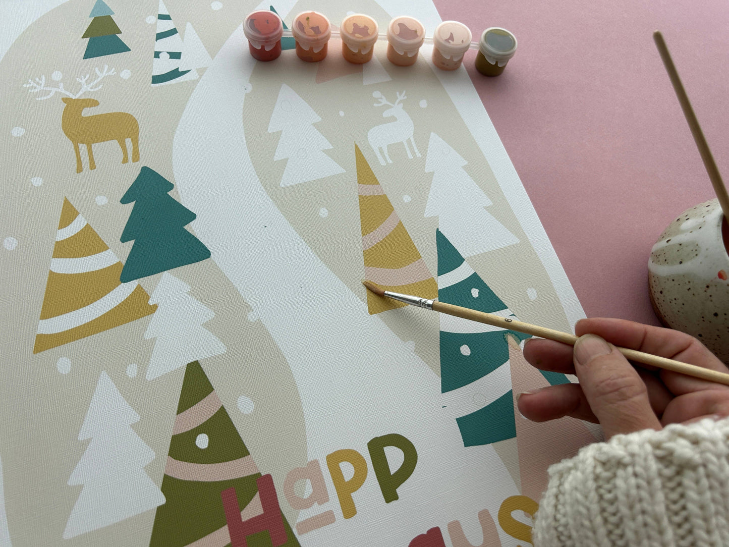 Happy Holidays 12 x 18" Paint by Number Kit: Kit + Magnetic Frame