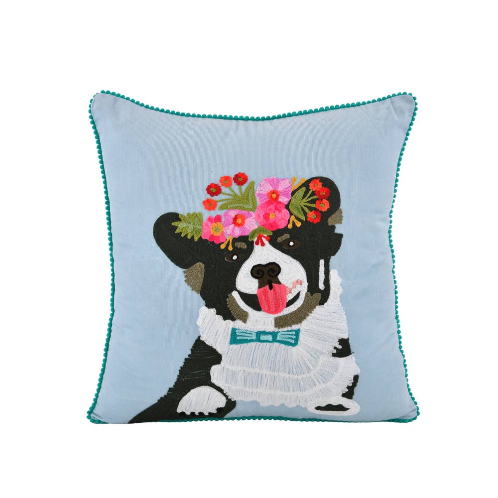 NEW HAPPY DOG  PILLOW 18X18