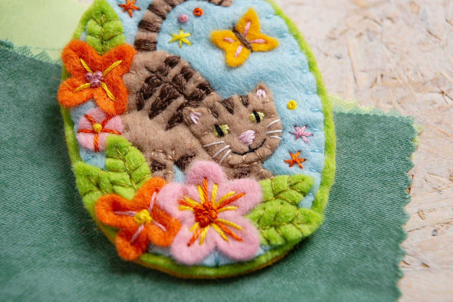 Tabby Cat Felt Craft Brooch Kit | Complete Craft Kit