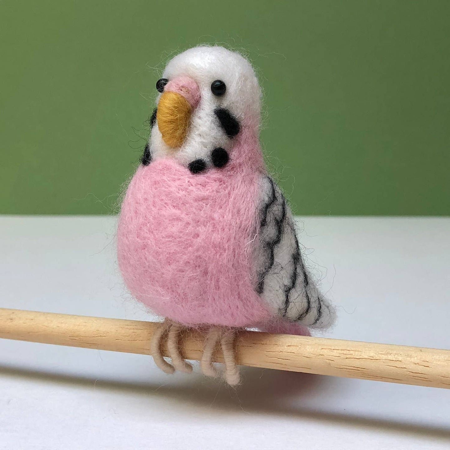 Needle Felting Kit Budgie. Make A Pink Budgerigar From Wool.