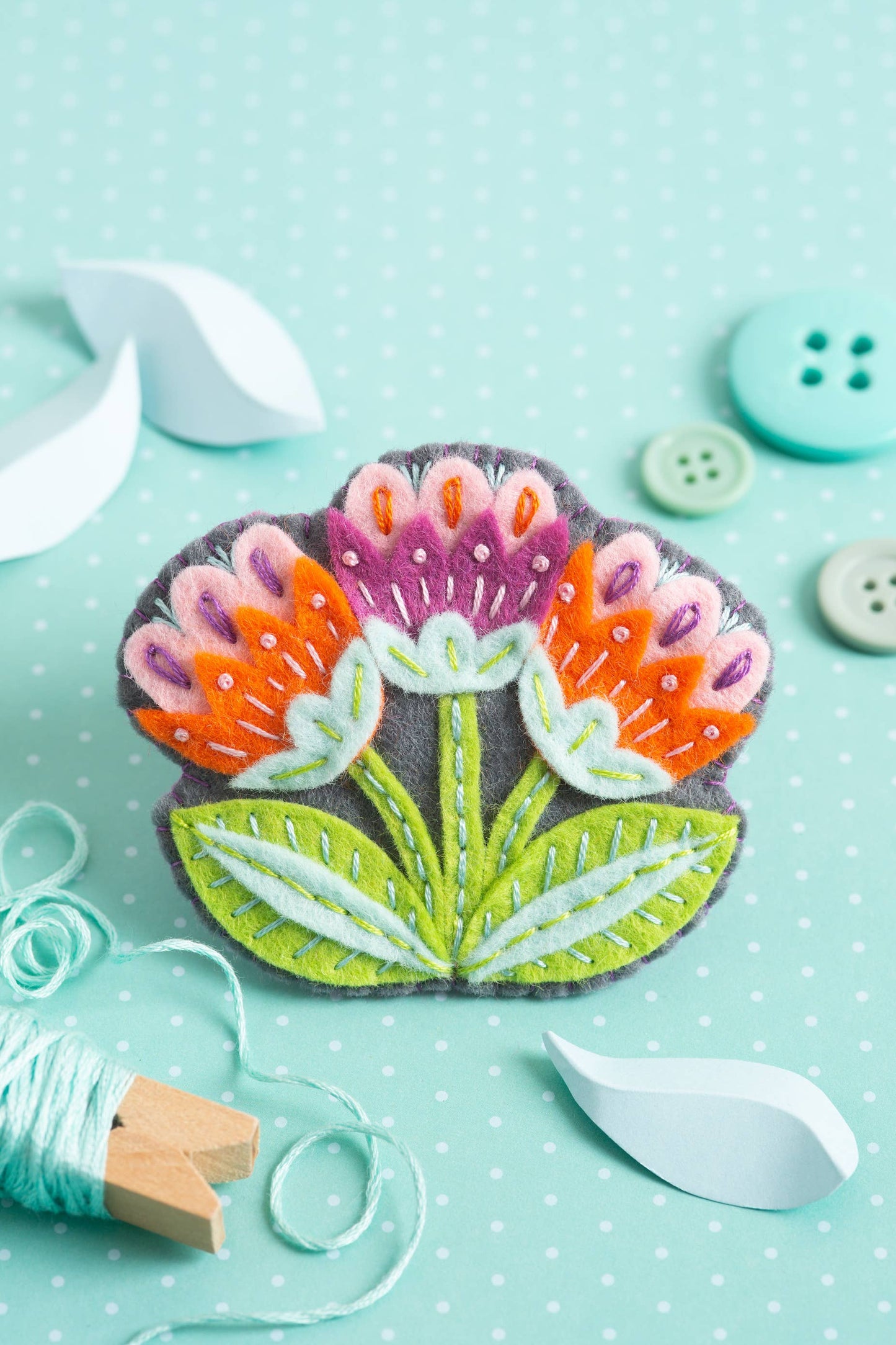 Marianne Flower Felt Craft Brooch Kit | Complete Craft Kit