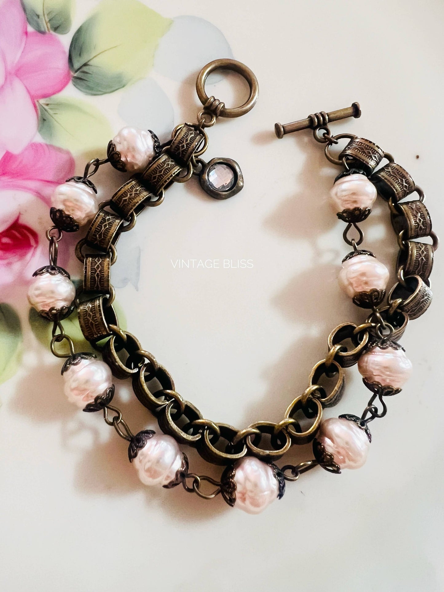 Coffee Pearls Beaded Double Strand Bracelet