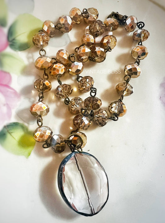 Soldered Crystal Drop Beaded Chain Necklace