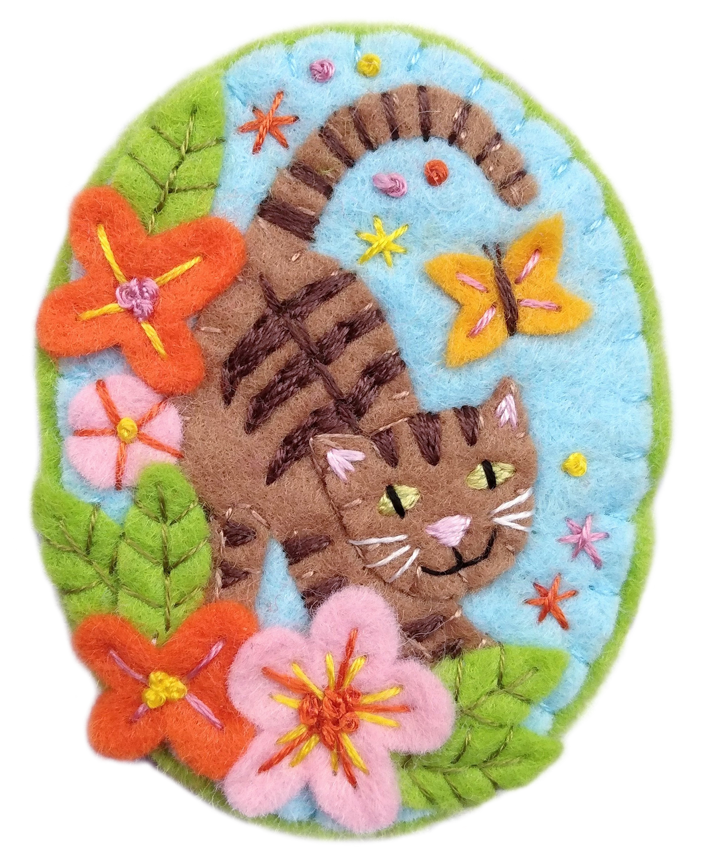 Tabby Cat Felt Craft Brooch Kit | Complete Craft Kit