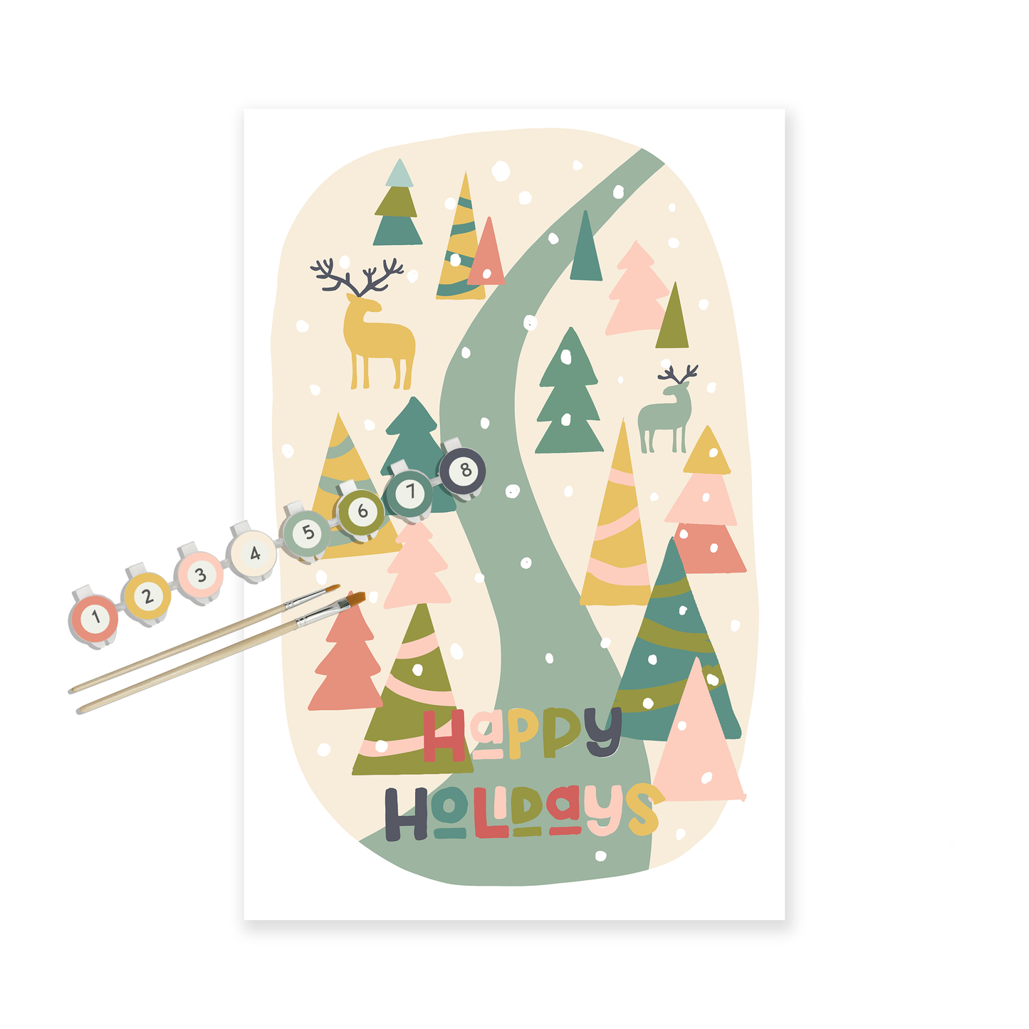 Happy Holidays 12 x 18" Paint by Number Kit: Kit + Magnetic Frame