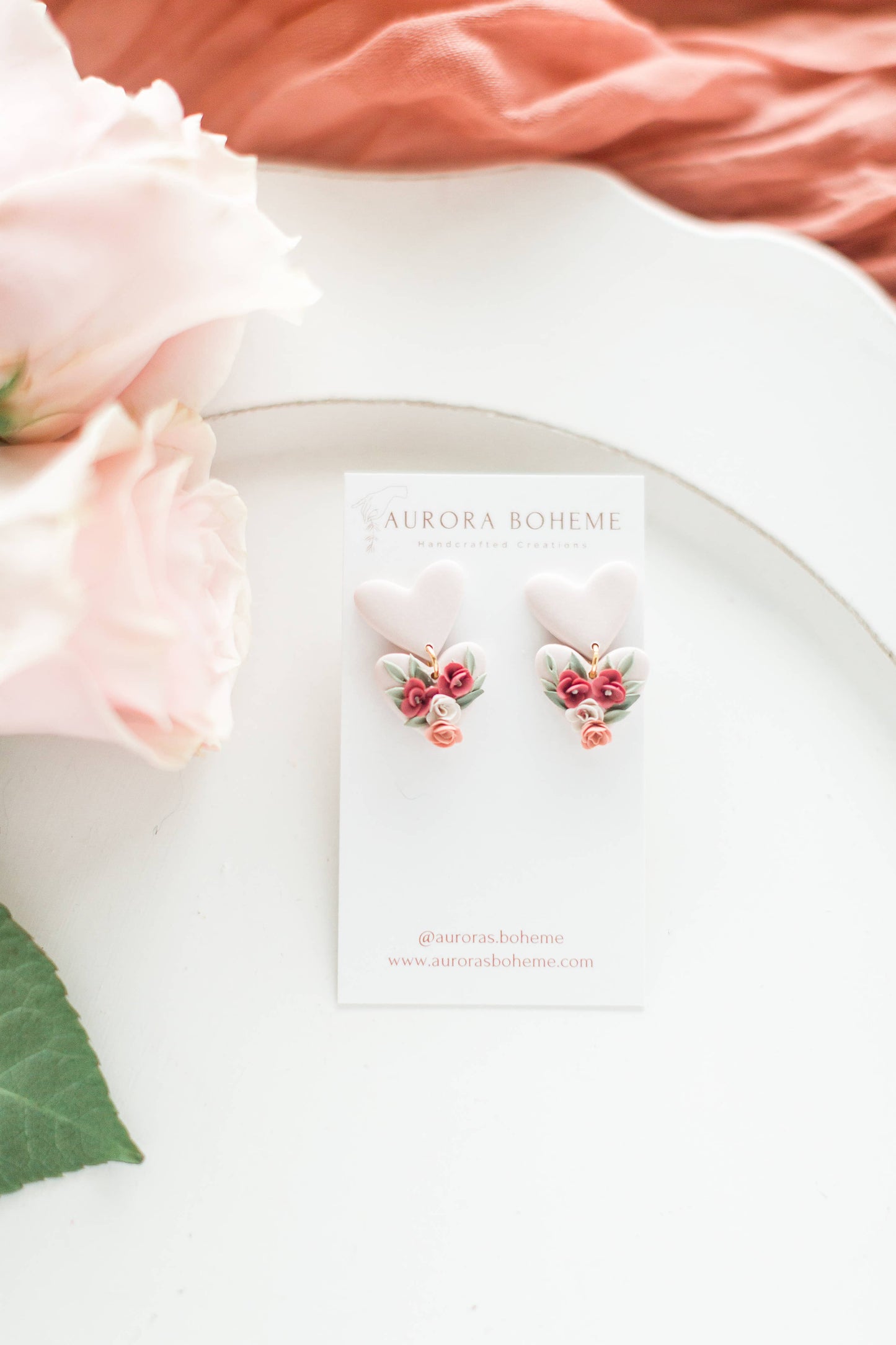 Blushing Floral Heart dangles