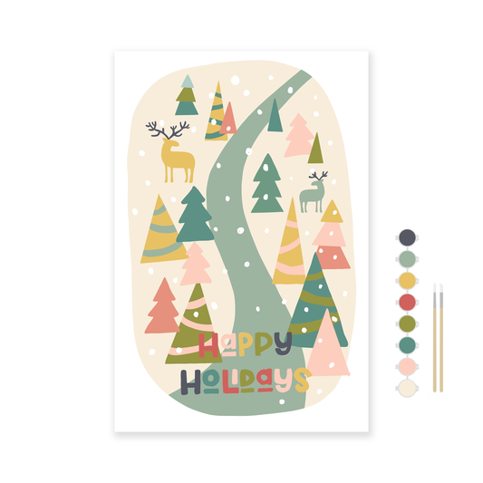 Happy Holidays 12 x 18" Paint by Number Kit: Kit + Magnetic Frame