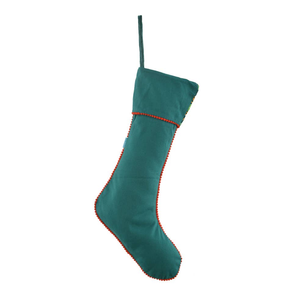 NEW TEAL EMBROIDED STOCKING  8x24"