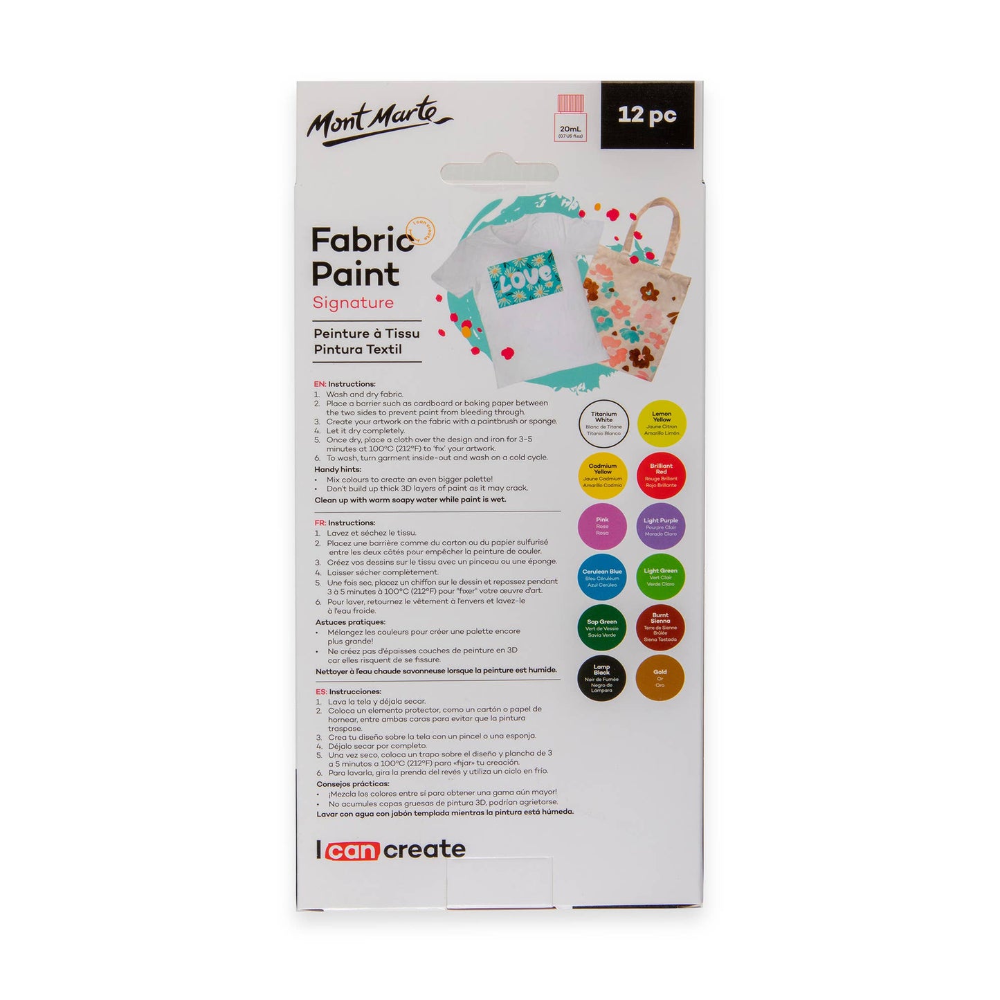 Fabric Paint Signature 12pc x 20ml (0.7 US fl.oz)