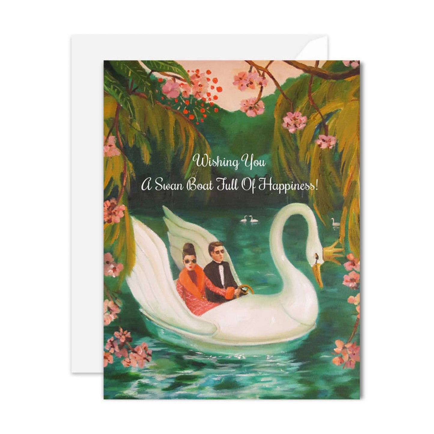 A Swan Boat Full Of Happiness Card