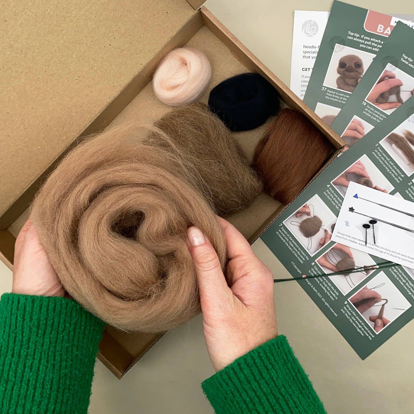 Needle Felting Kit, Baby Sloth