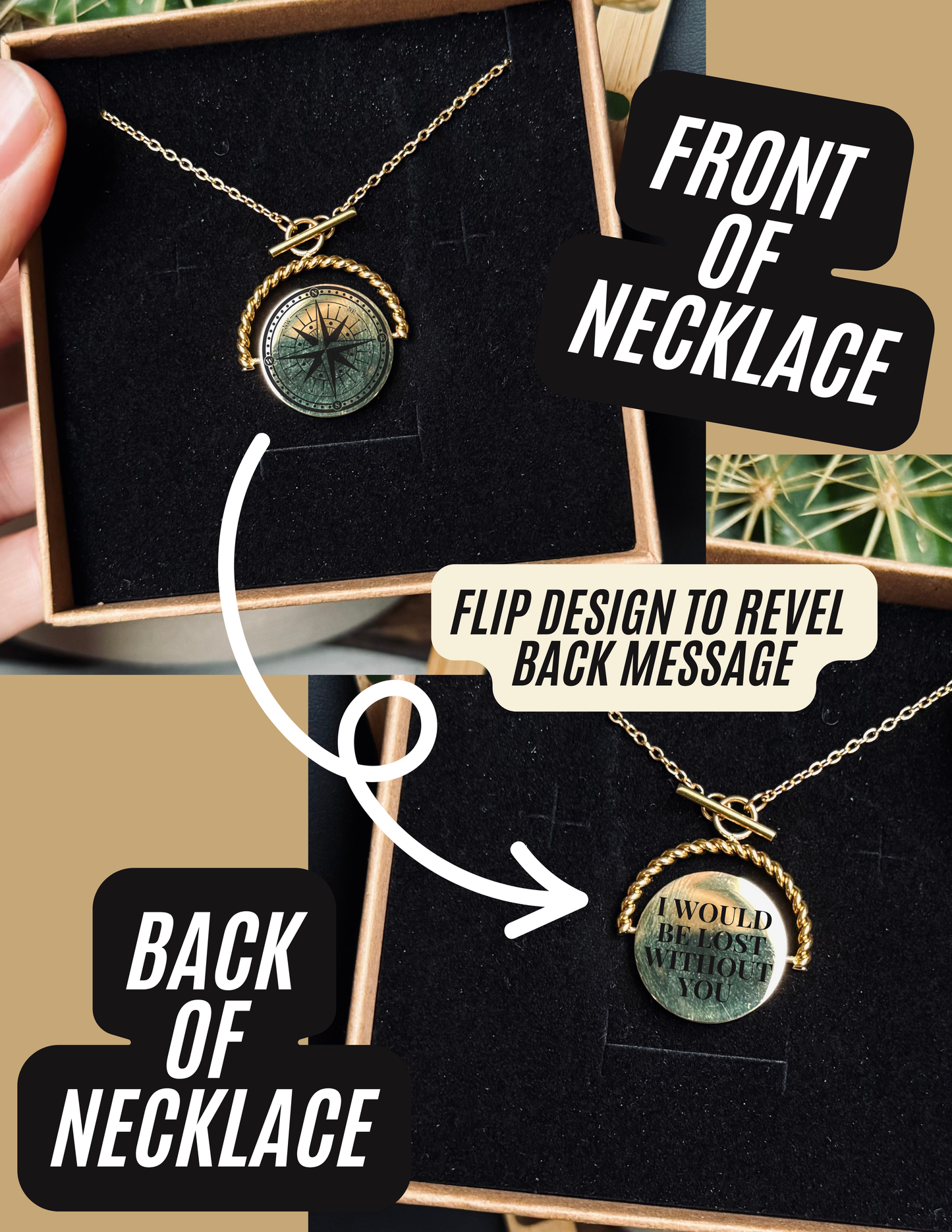 The Compass Necklace, A Symbol of Love and Direction : Silver