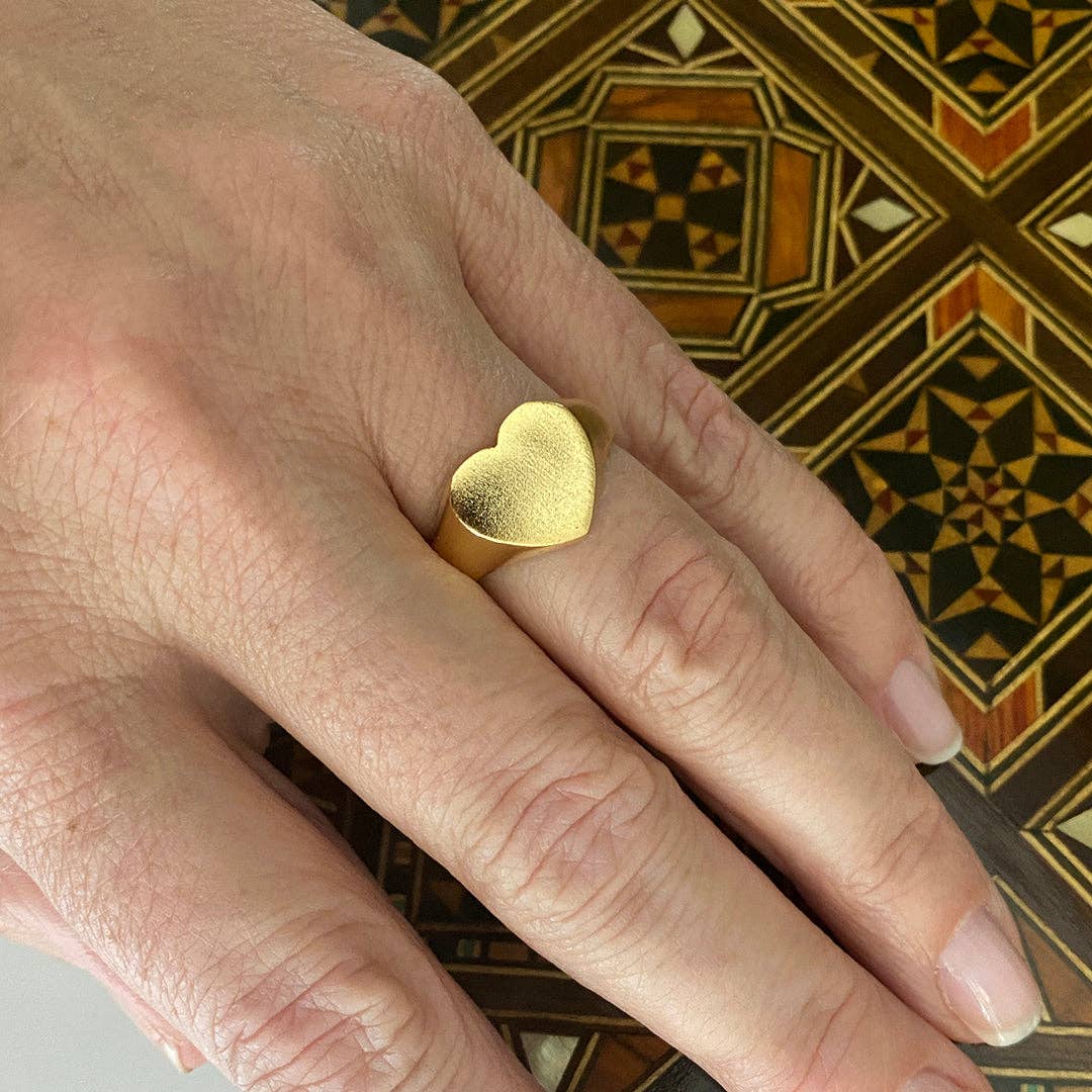 Gold Heart Signet Ring: Carded