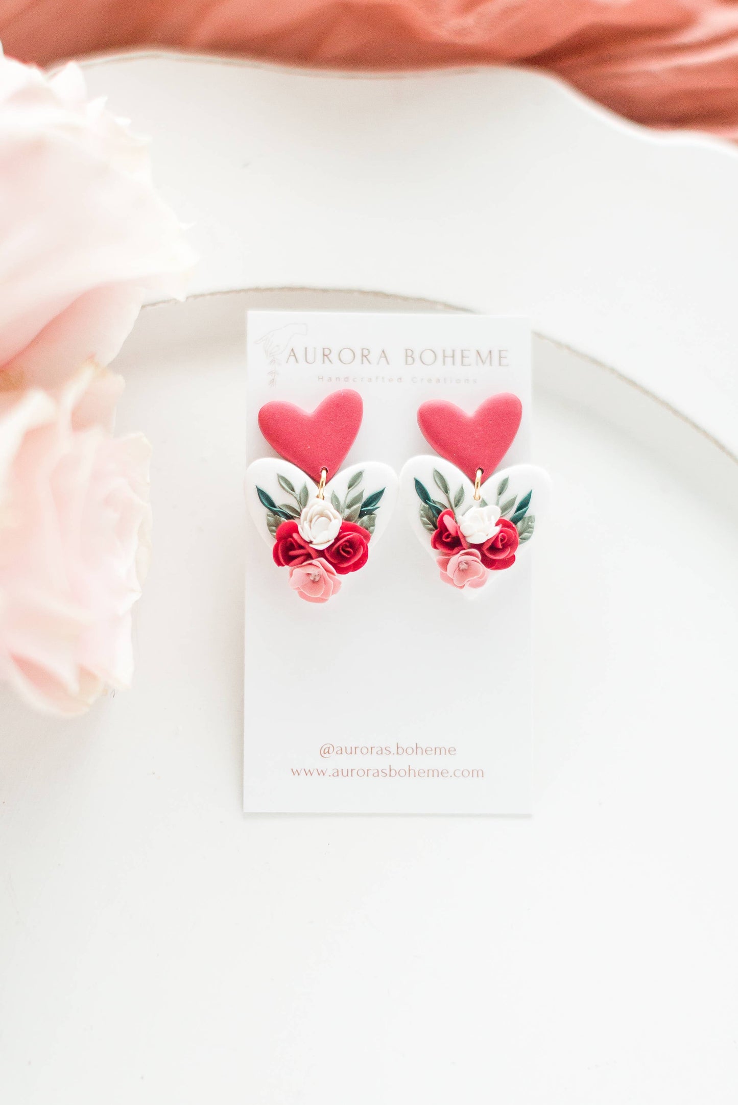 Savannah's Pick - Floral Heart Dangles: Pink